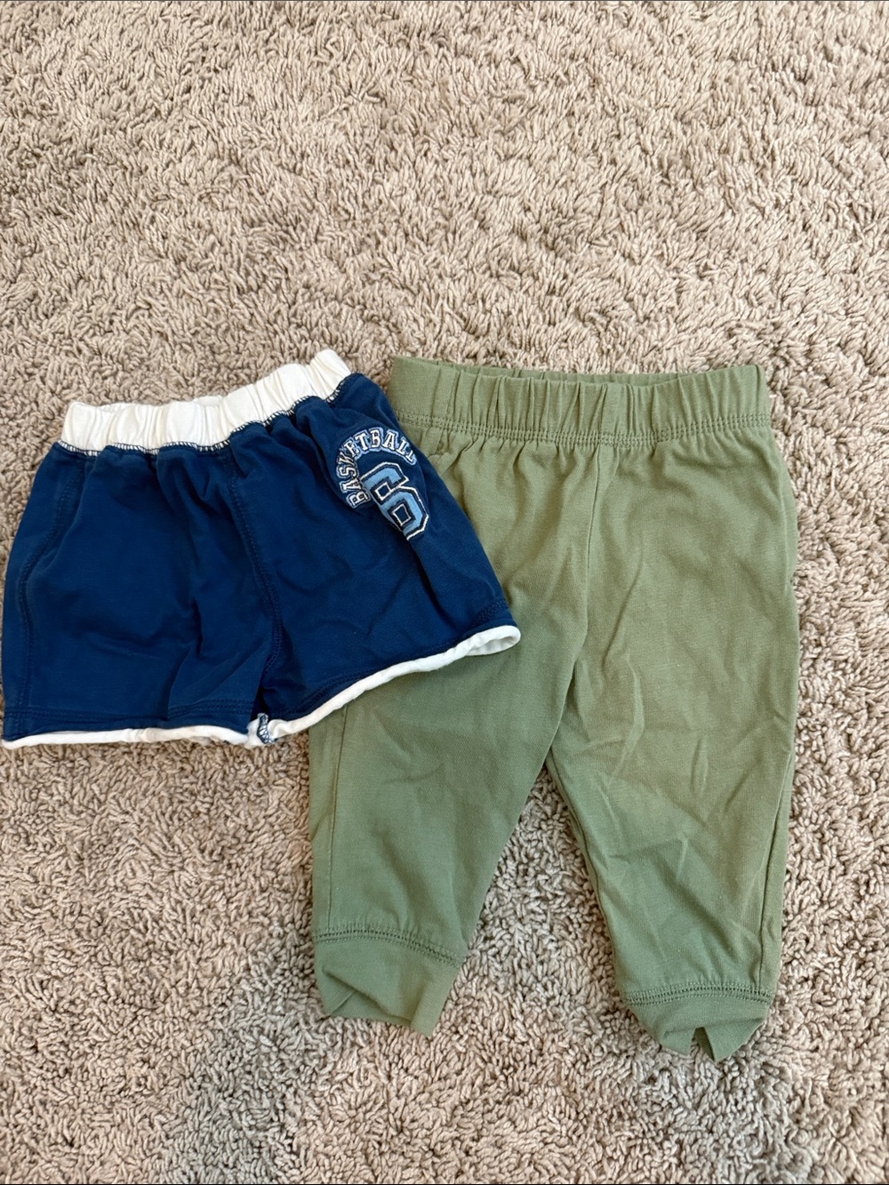 Baby Navy Athletic Shorts & Olive Green Jogger Pants Set